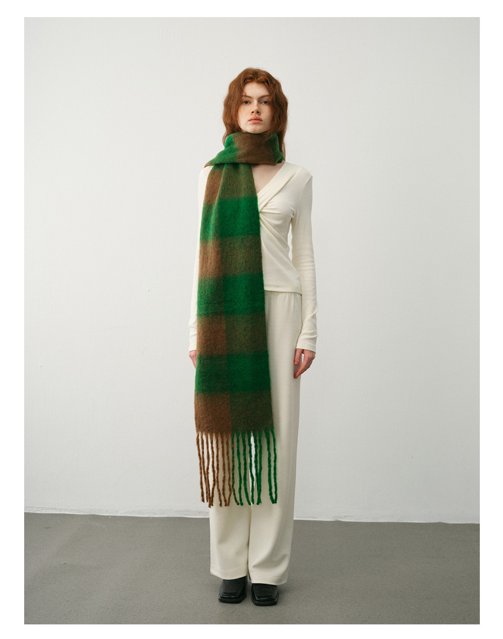 Designer's Nische Erweiterter Fransenschal Schachbrett Schachbrett Kaschmirschal Damen Winterambiente Schal_voghion.com