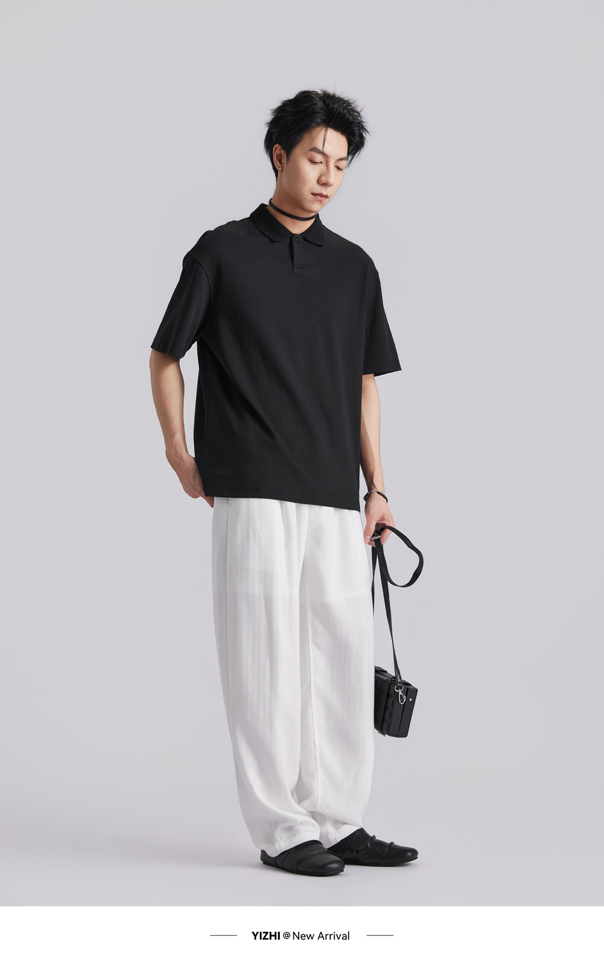 Quần tây nam ống côn eo cao dáng suông vải Tencel thoáng mát — đen chi tiết 16