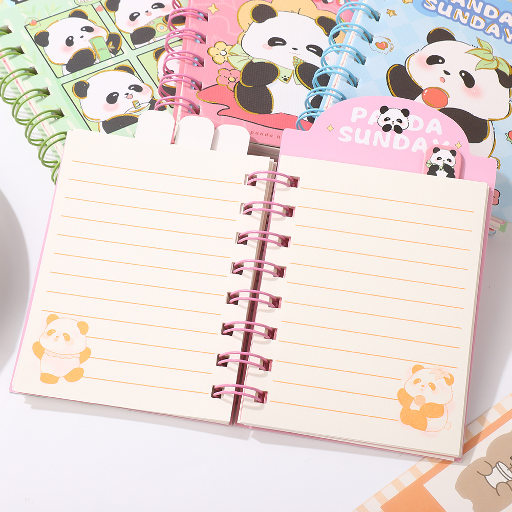 Cuaderno de dibujos animados panda cuadernos de tarjetas de auto-disciplina punzonando cuadernos de bolsillo convenientes cuadernos de papel de papel de papel de papel al por mayor image 4