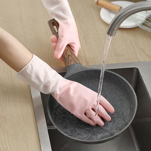 Housework gloves, kitchen dishwashing gloves, women's thickened waterproof and durable laundry rubber gloves, clean, wear-resistant and not easy to break