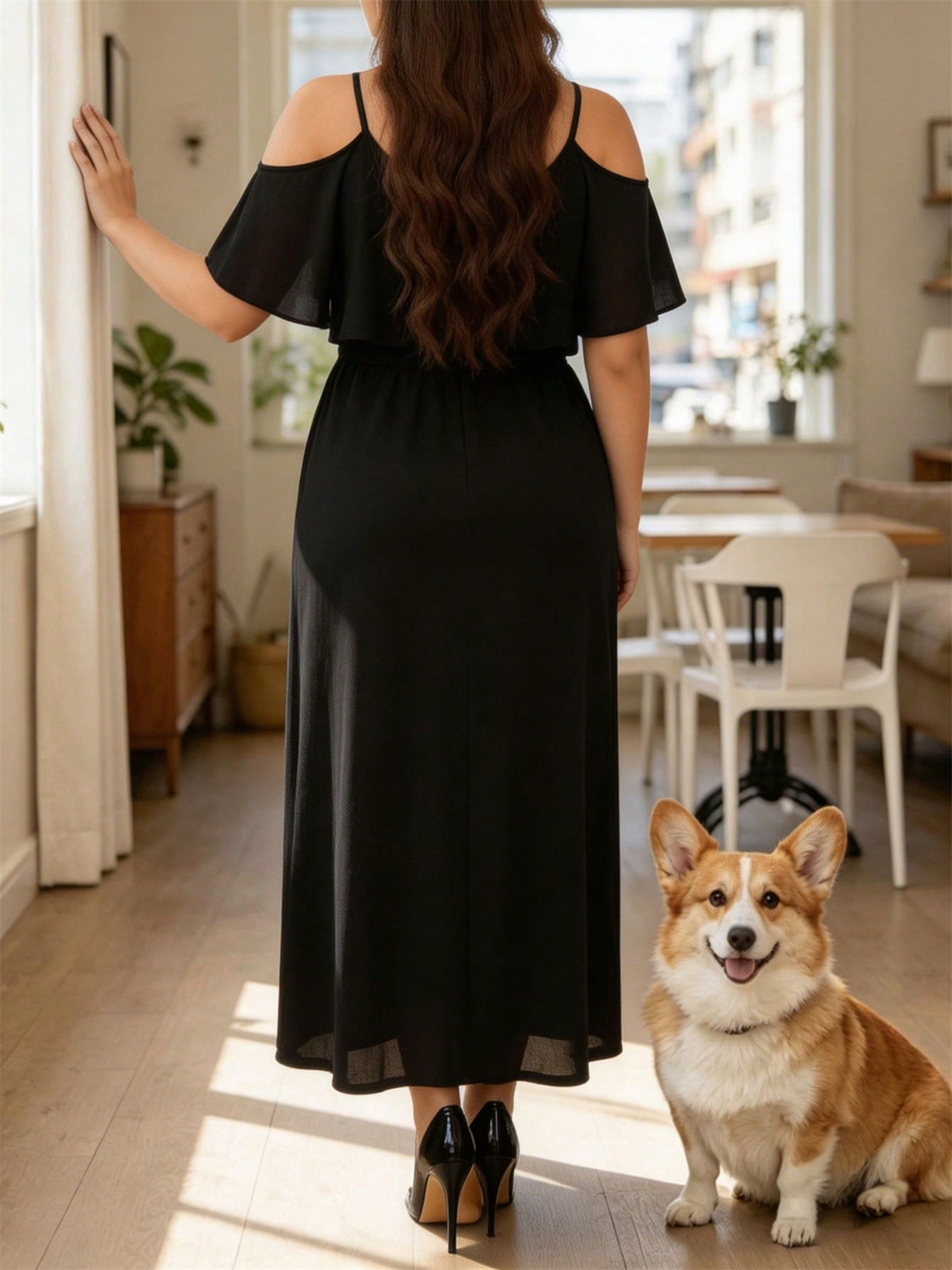 Women's Solid Color Off-Shoulder Long Spaghetti Strap Dress Elegant Summer Fashion_ecoleips.com