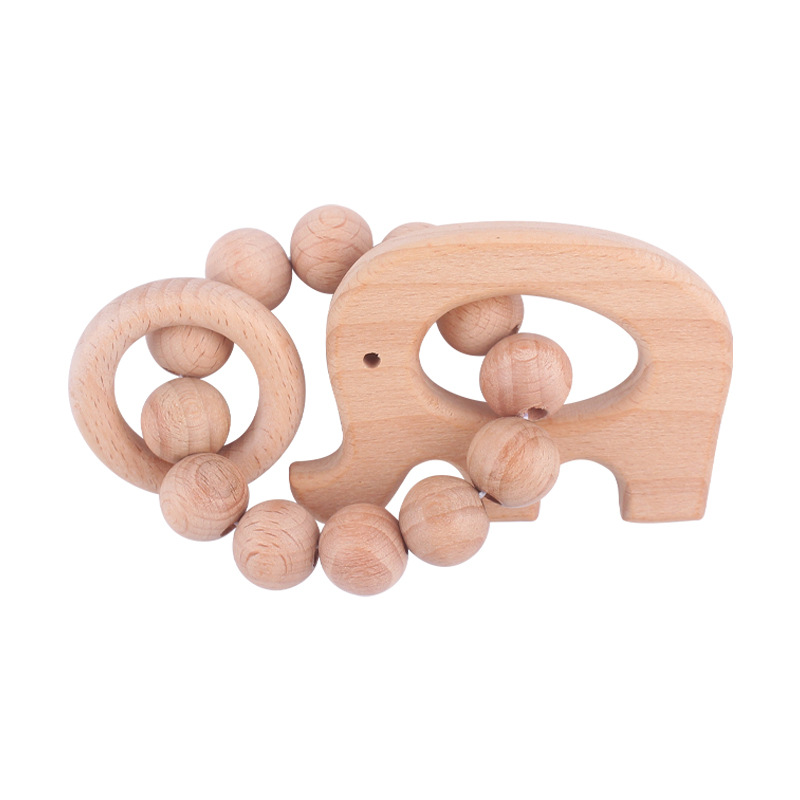 Nuevo bebé suministros de dibujos animados animal pájaro elefante teether juguete calmante bebé haya pulsera molar