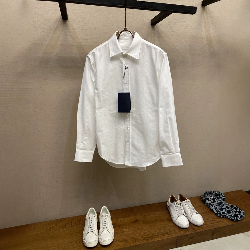 2026Fw Early Autumn Series Cotton Pique Canvas Men's Versatile Shirt P Brand Minimalist Basic Long-Sleeve Shirt