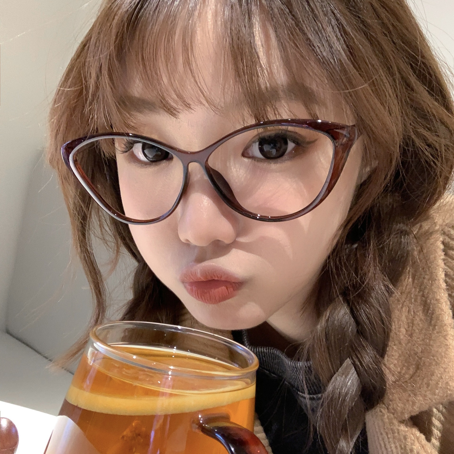 2023新款凹造型猫眼平光镜女韩版潮ins复古时髦黑框素颜眼镜架男-