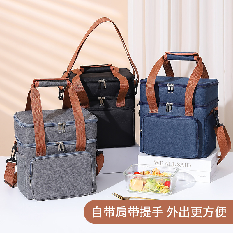 Nuevo bolso de aislamiento de elevación de doble capa transfronterizo, picnic al aire libre, bolso de mensajero, bolso de almuerzo, bolso bento, bolso de almuerzo