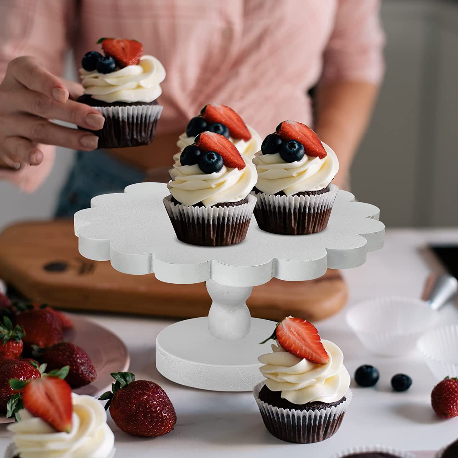 创意木质蛋糕支架咖啡吧装饰甜点盘厨房餐桌蛋糕托盘家用精油台