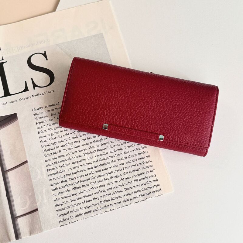 Promotional Cross-Border Hot Selling Spot New Solid Color Pebbled Long Multi-Functional Women's Wallet Coin Purse Clutch Bag