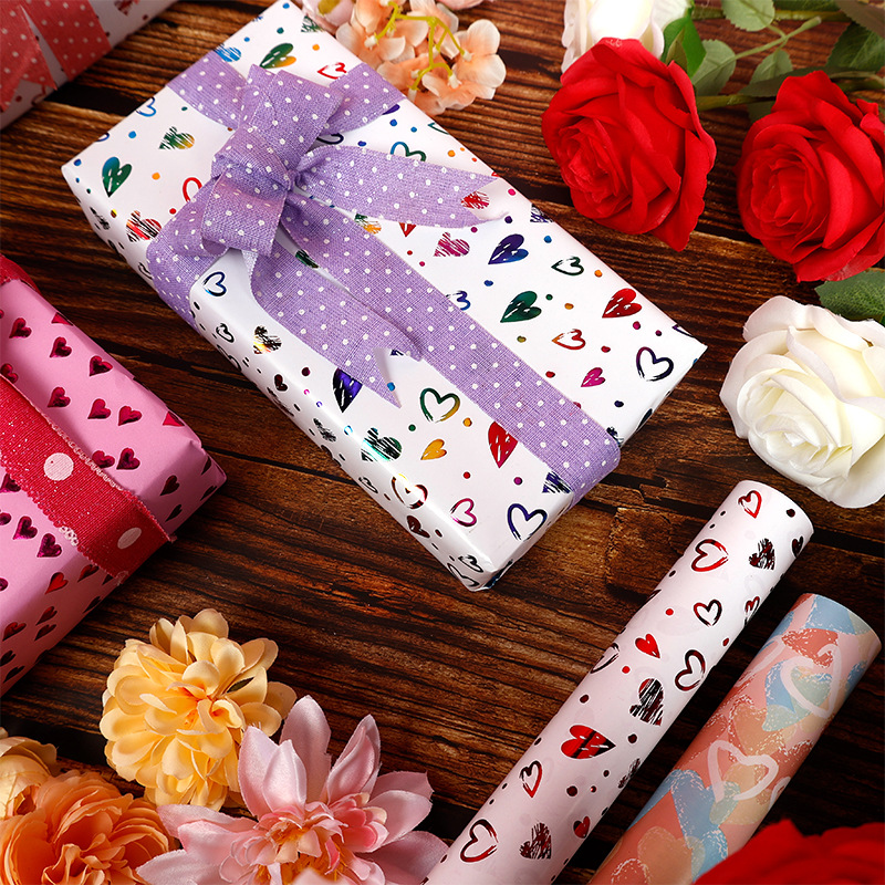 43cm3m para el comercio exterior transfronterizo papel de embalaje de regalo de San Valentín serie de amor papel artesanal al por mayor