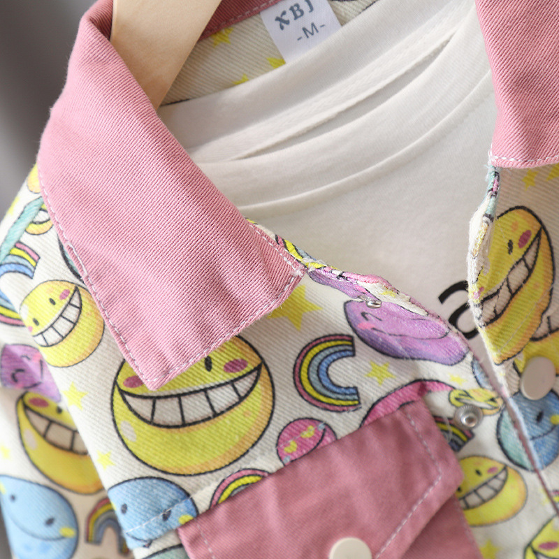 7742 chaqueta de primavera para niños 2025 nueva chaqueta sonriente para niños cool chico guapo primavera y otoño blusa callejera frita