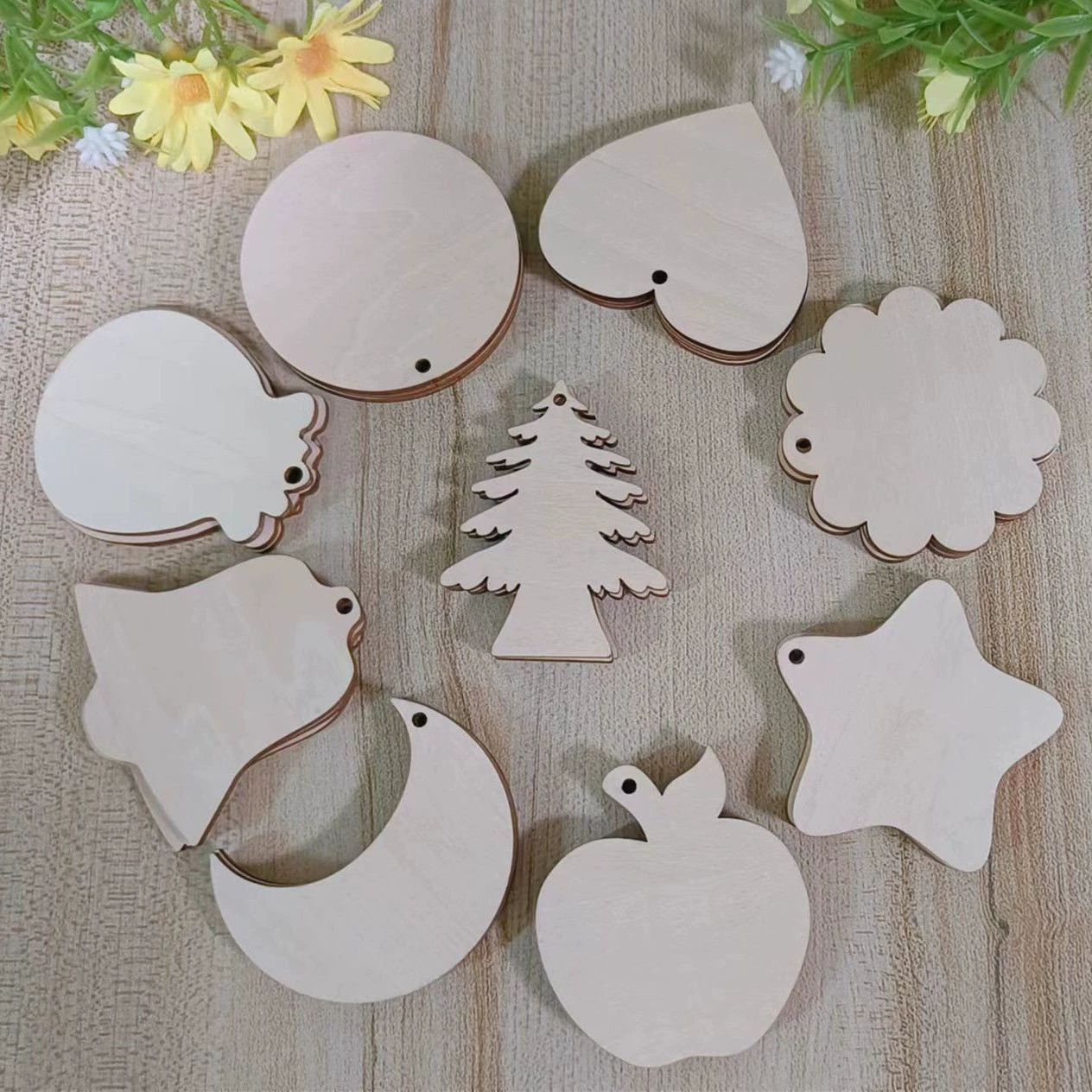 Фабрика оптом деревянные поделки ручной работы DIY Рождество декоративные деревянные лазерной резки небольшой щепы кулон