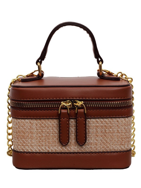 Bolso para mujeres 2026 nuevo color contrastante empalme trenzado caja de mano bolso pequeño bolso cuadrado de lujo ligero de alto nivel bolso de hombro