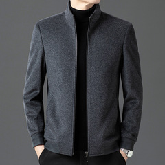 ヤゴのメンズの100% ウールのジャケットの立襟の中年のカジュアルな毛はコートの大きいサイズの秋冬服の新型です。