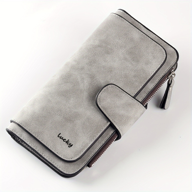 New Style Women's Long Wallet, Korean Version with Multiple Card Slots and Clasp, 70% off Zipper Leather Wallet with Matte Texture and Anti-Theft Features