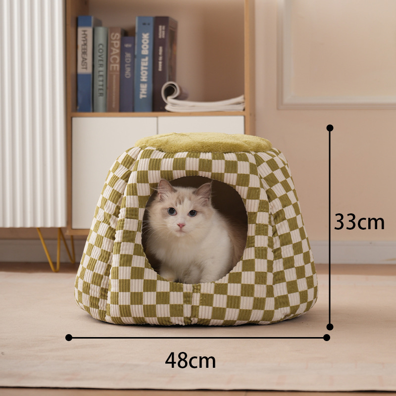 新型猫小屋冬保温四季通用閉鎖型犬小屋小型犬ネット赤防寒猫屋冬モデルが厚くなった|undefined