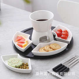定制巧克力火锅哈根达斯冰激凌火锅芝士旋转托盘陶瓷拼盘餐具套装