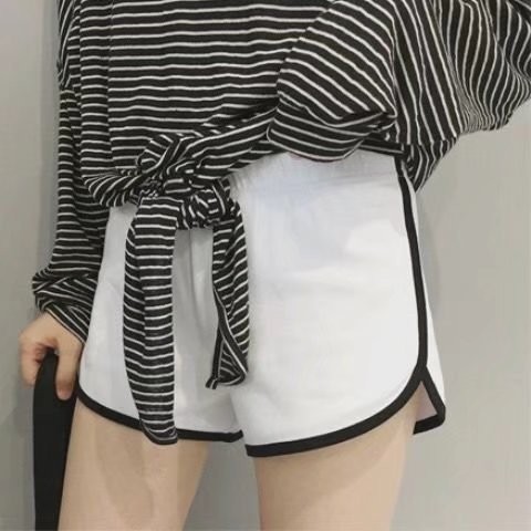스포츠 반바지 여자 달리기 한국 느슨한 높은 허리 바지 여성용 파자마 바지 요가 넓은 다리 뜨거운 바지 달리기 바지