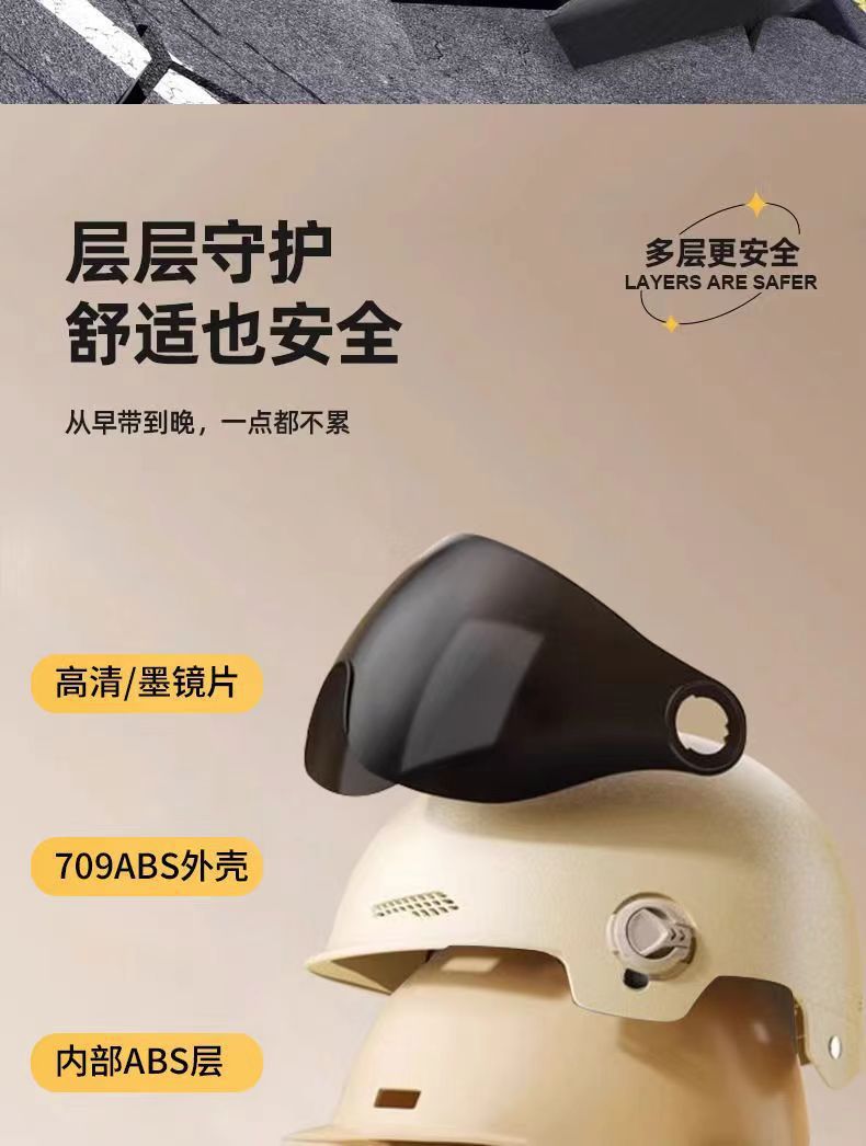 Certified New National Standard Electric Vehicle Helmet for Men and Women, Summer Sun Protection, All-Season Half Helmet, Motorcycle Safety Helmet