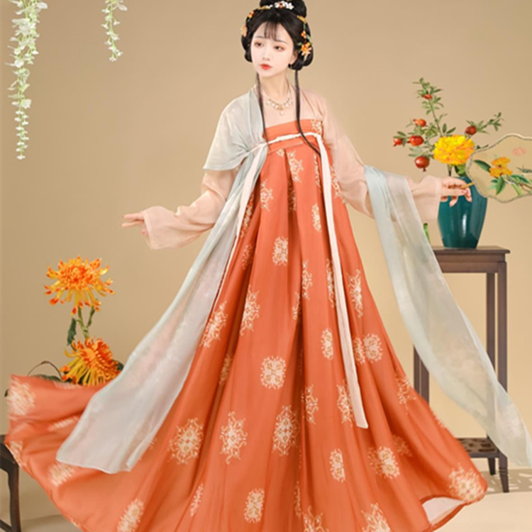 Ancient Chinese Style Hanfu for Women, Wei and Jin Dynasty Style, Cross-Collar Ruqun with Embroidery, Suitable for Spring, Autumn, and Summer, Thin and Wearable for Daily Use, with a Zen-Inspired Design
