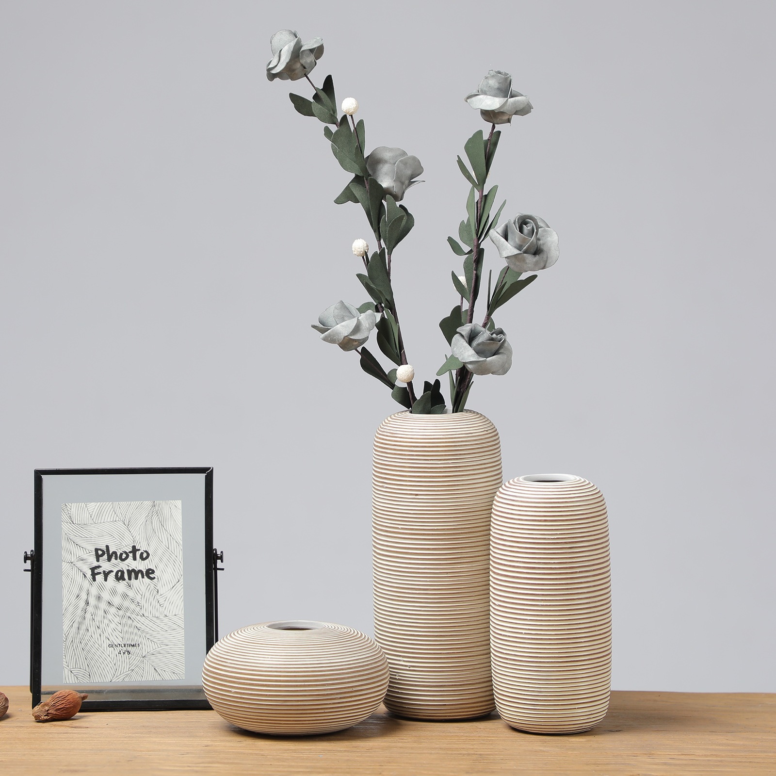 Florero de Resina para Flores Secas Decorativo para Sala de Estar y Dormitorio