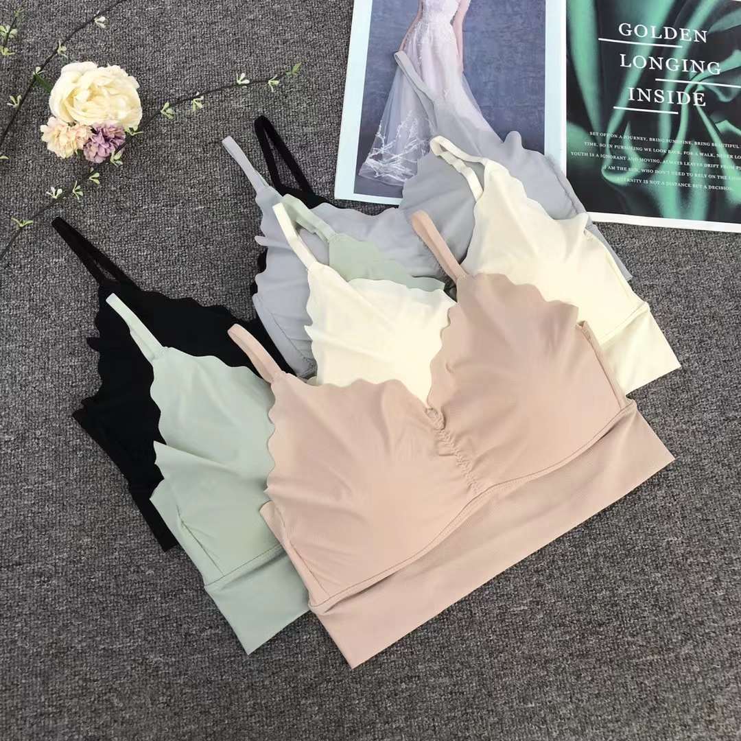 Nueva taza de látex sin marcas de alta calidad, chaleco de dama sin anillo de acero, bra de yoga, ropa interior deportiva, mujer al por mayor