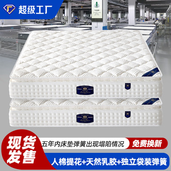 出口工厂五星级洲际酒店民宿天然乳胶床垫可压缩卷包弹簧床垫批发