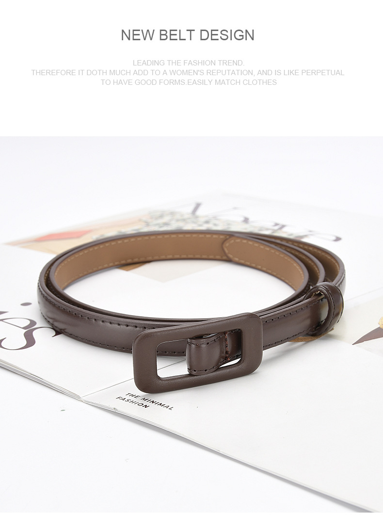 Fashion Rectangle Leather Metal Button Belt display picture 2