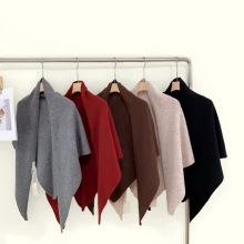 羊毛混纺针织纯色三角巾韩范披肩女秋冬季百搭气质优雅直播围巾