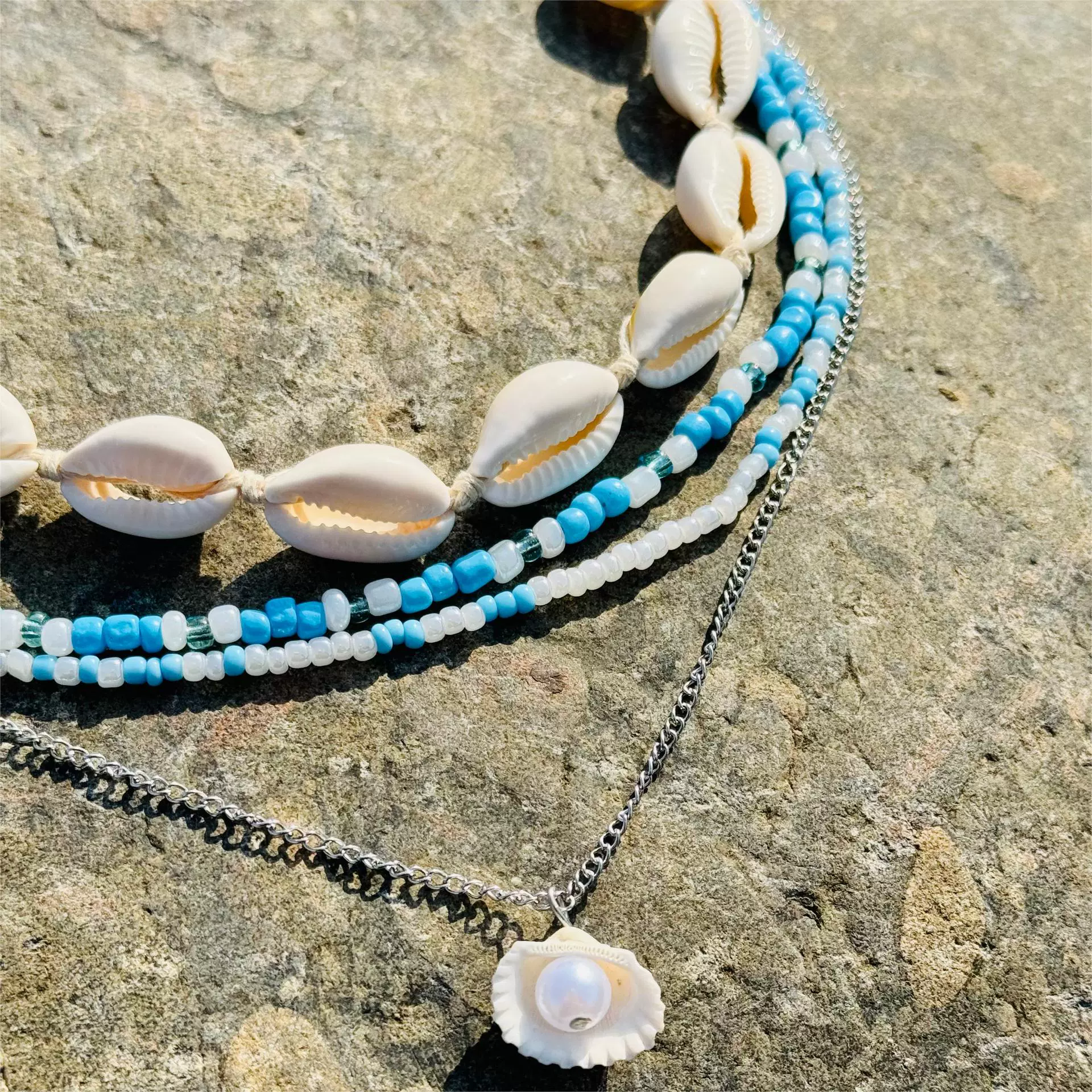 (Cross-border trading), beach accessory, necklace from pearl, chain, marine set