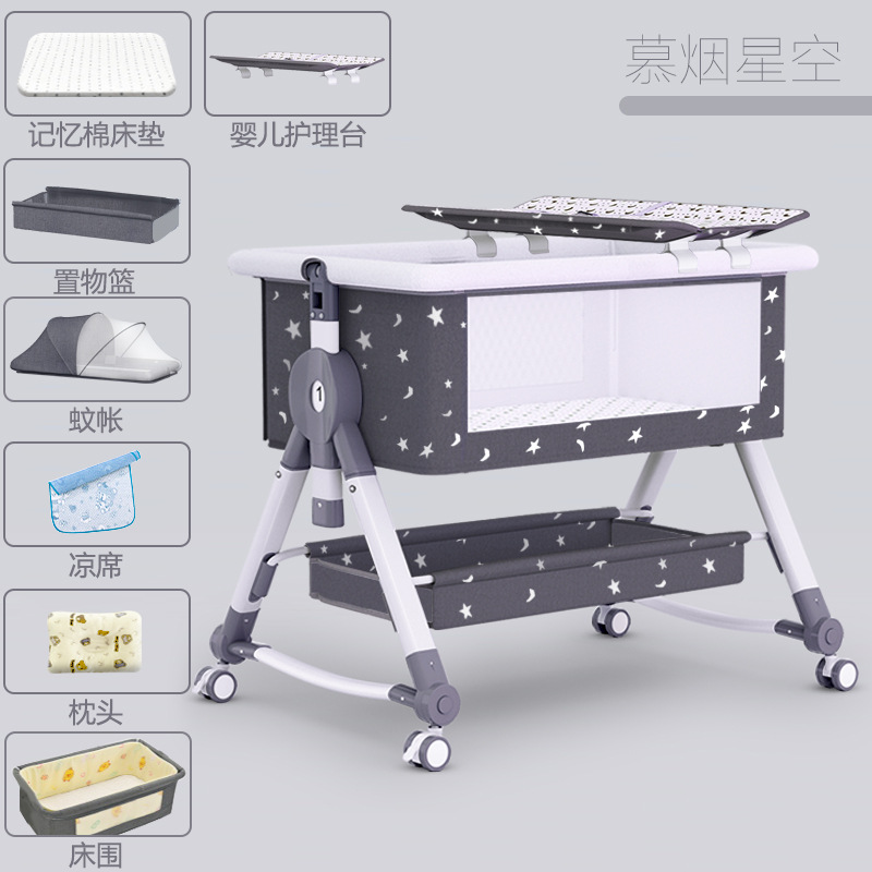 Cama para bebés de asiento plegable empalmado cama grande multifuncional portátil extraíble cama para bebés cuna cama
