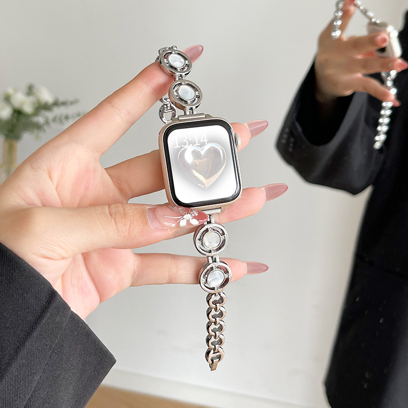 For iwatchs9/s10 watchband new metal apple watch s8s7s6s5se watch band girls summer