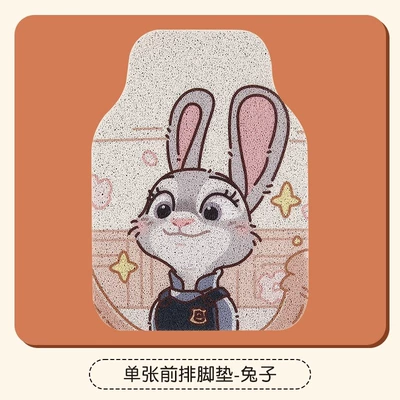 Cute Cartoon Car Mat Wire Ring Single-piece Anti-dirty Carpet Protection Mat for High-end Car Thickened Universal Girl (Universal Foot Pad) - rabbit-foot-pads-1-picture-in-the-front-row