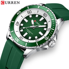 CURREN Men's Sports Watch Rubber Strap Large Dial Simple Quartz Wrist Watch Cross-border Watch