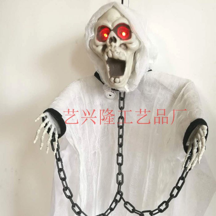 Fantasmas blancas colgantes fantasmas Halloween casa embrujada tienda de tatuajes sala secreta escape accesorios decoración colgante hechizo