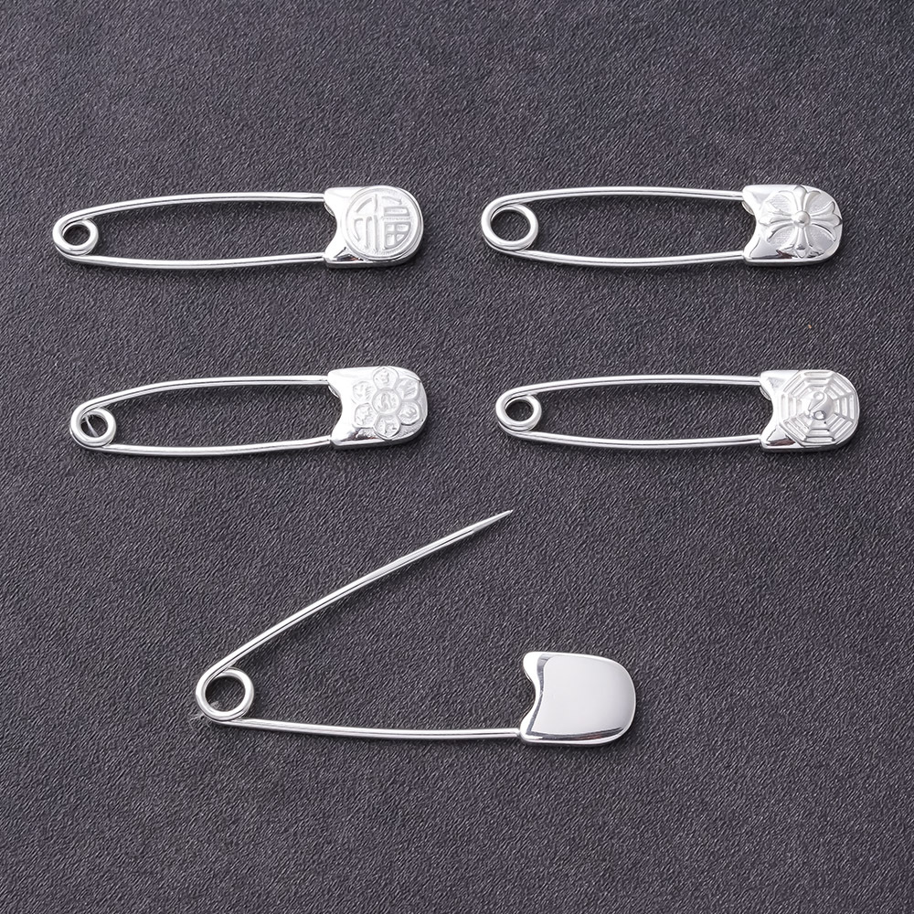 宝宝随身挂件小孩婴儿孕妇s925纯银别针新生儿儿童纯银饰品回形针