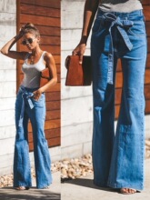 A 63087 High Waist Sky Blue Flared Jeans ���{ɫ����ţ��ѝ