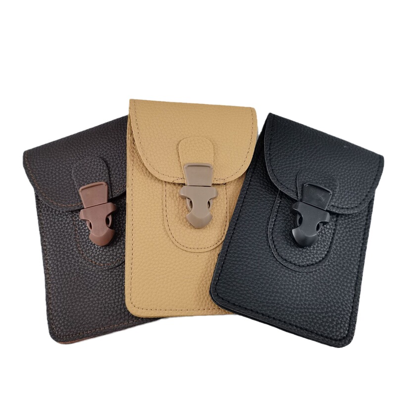 Fashion men's leather 6 inch mobile phone bag wear belt mobile phone waist bag multi-functional new coin purse spot manufacturers
