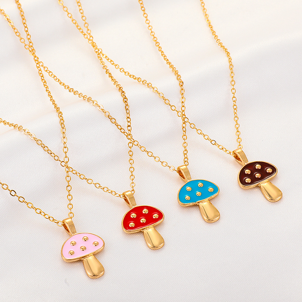 alloy dripping oil color mushroom fashion necklace wholesale Nihaojewelry