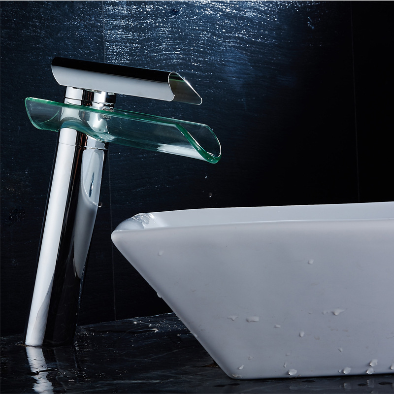 Grifos de agua de cascada de vidrio de cobre caliente y frío bañera fábrica de baño directo de comercio exterior transfronterizo para agua de cascada