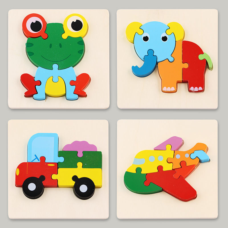 Rompecabezas para niños desarrollo de inteligencia educación temprana 3D de madera tridimensional bebé 1-2 años medio niños y niñas 6 juguetes educativos