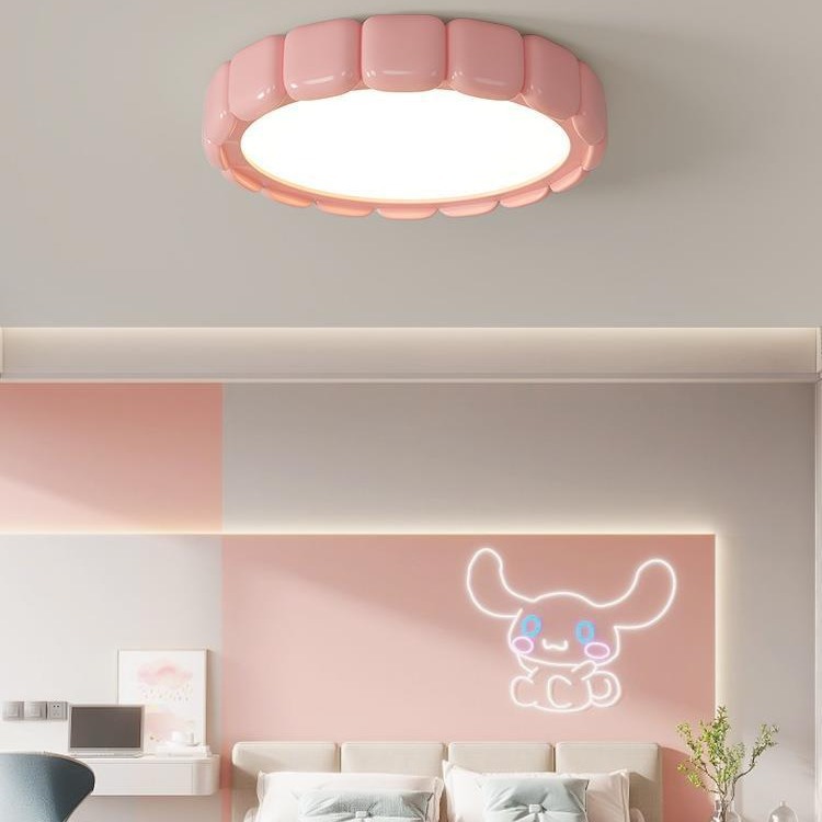 lámpara de techo de dormitorio de espectro completo para proteger los ojos del estudio de niños lámpara de dormitorio principal nórdica crema de viento cálida lámpara de habitación redonda