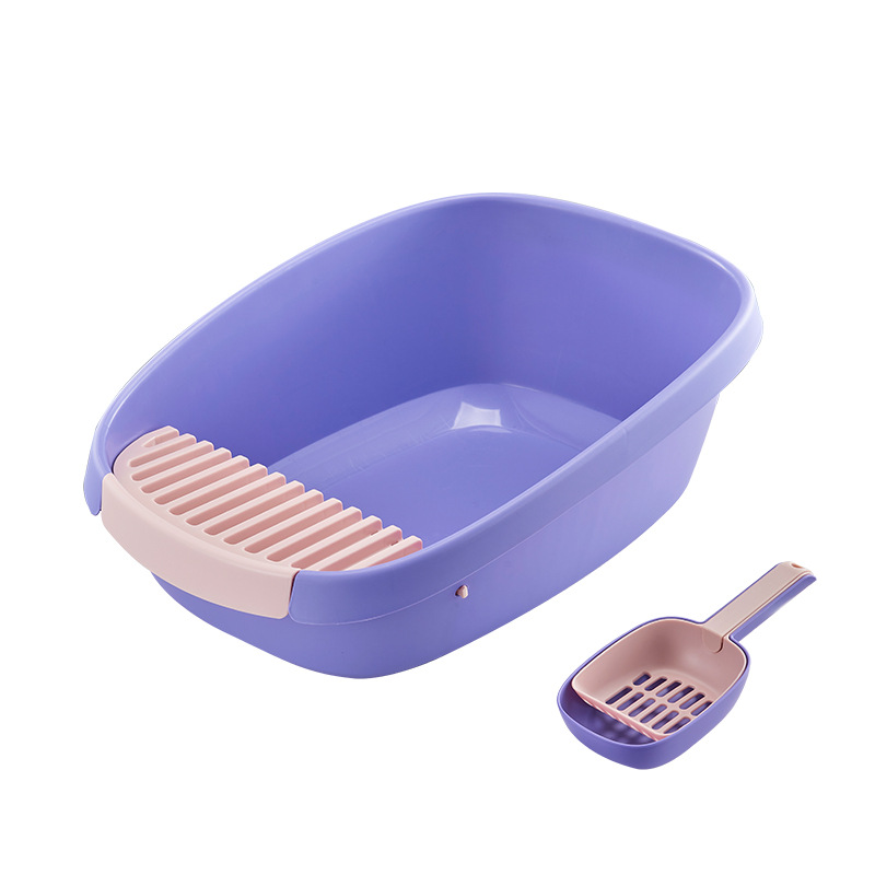 Fábrica en stock tipo de huevo caja de arena para gatos de gran tamaño inodoro de gato abierto con pala de arena para gatos caja de arena para gatos suministros al por mayor