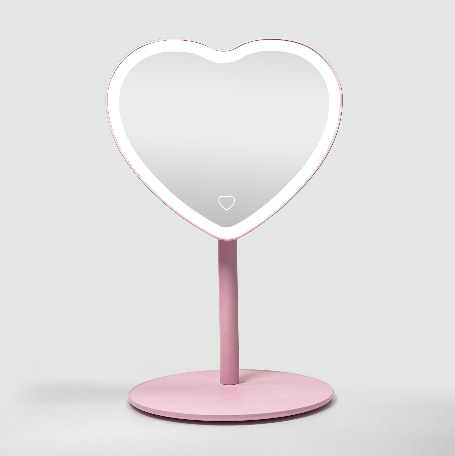 Venta directa de fábrica espejo de maquillaje led en forma de corazón espejo de tocador de escritorio con espejo de maquillaje de belleza ligero espejo de maquillaje de escritorio al por mayor transfronterizo