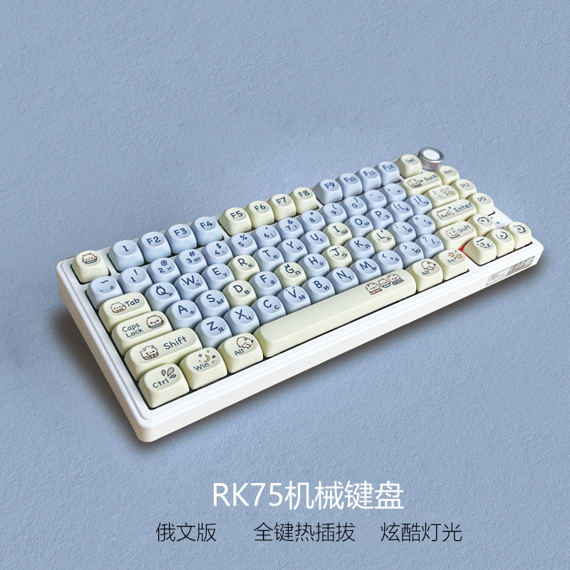 Russian RKR75 Customized Wireless Mechanical Keyboard Bluetooth Three-Mode Gasket Hot Plug RGB E-Sports Game