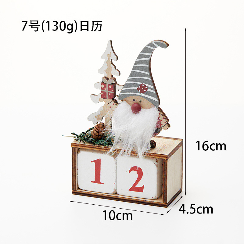 Decoración de calendario de Santa Madera decoración de escritorio de Navidad marido hace viejo calendario de escritorio retro árbol de Navidad