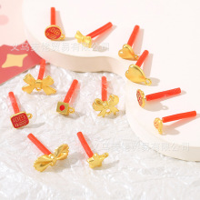 沙金中国风耳环搭配材料蝴蝶结耳针饰品配件diy手作材料厂家批发