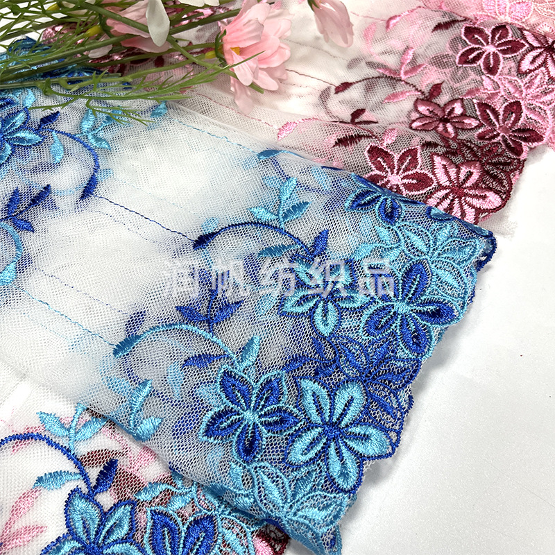 26cm malla bordado encaje hecho a mano ropa DIY accesorios de tela flores cheongsam encaje bordado encaje