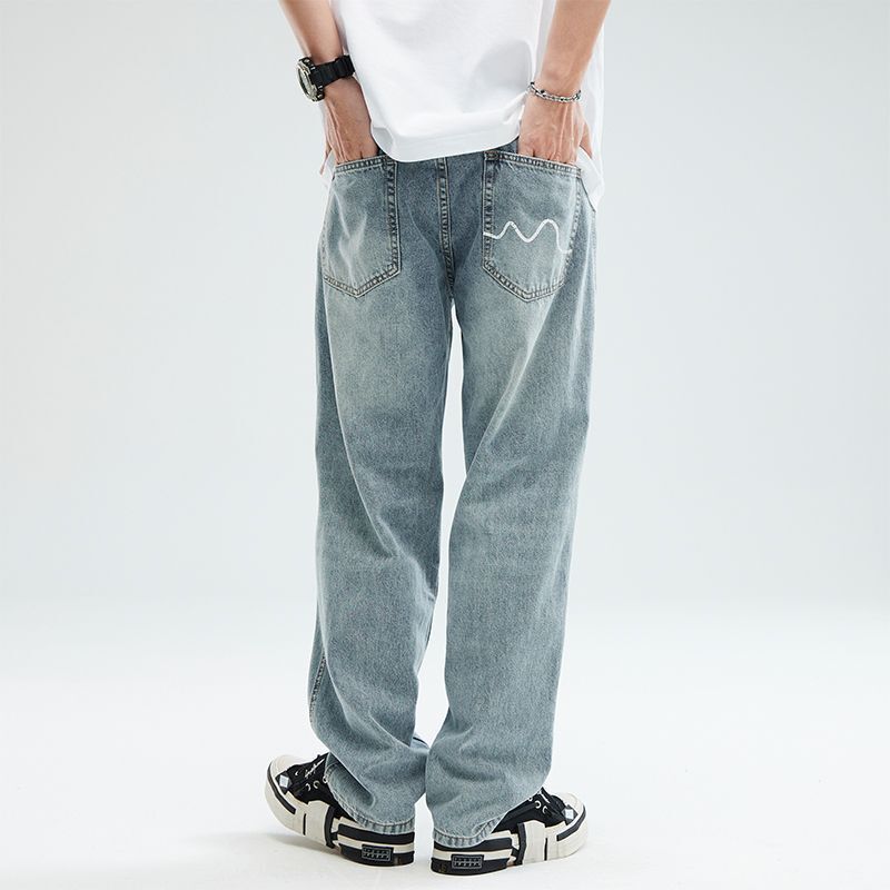 2025 Spring New Trendy Brand Jeans Men's Loose Wide-Leg Floor-Length High Street Straight Pants Versatile Ins Style 2025 Spring New Trendy Brand Jeans Men's Loose Wide-Leg Floor-Length High Street Straight Pants Versatile Ins Style
