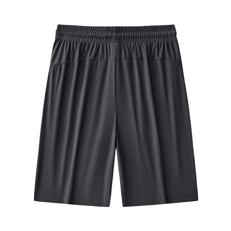2025 nuevo verano más el tamaño de los pantalones deportivos de nailon pantalones de cinco puntos para hombres pantalones cortos de seda de hielo de color sólido de secado rápido fábrica al por mayor