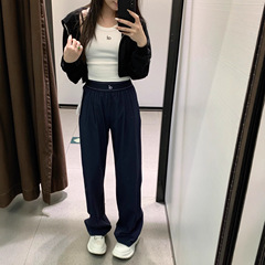 正确alo yogo腿标反光logo印花阔腿裤高腰织带长裤休闲显瘦轻薄