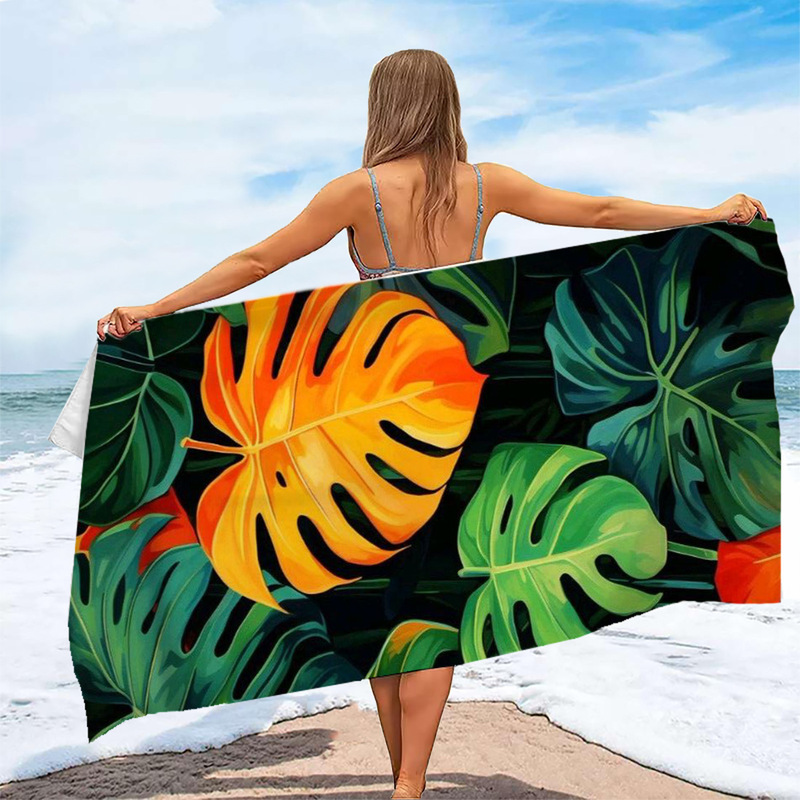 Cross-border printed beach towel, seaside swimming bath towel, absorbent microfiber with palm tree pattern, unisex bath towel Cross-border printed beach towel, seaside swimming bath towel, absorbent microfiber with palm tree pattern, unisex bath towel